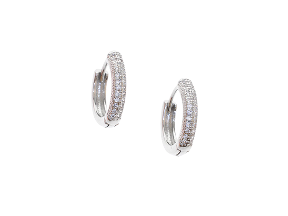 15mm Embellished Silver Hoops (Silver Plated)