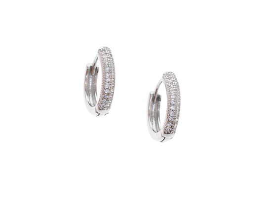 15mm Embellished Silver Hoops (Silver Plated)