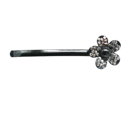 Black Flower Crystals Hair Pin