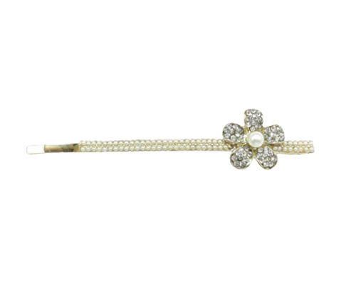 Pearls Crystals Flower Hair Pin