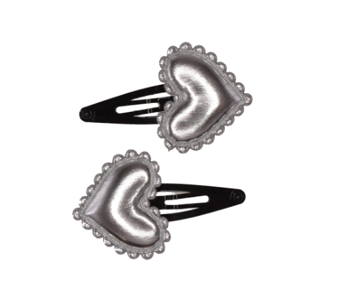Silver Plastic Heart Hair Clip- 2 packs