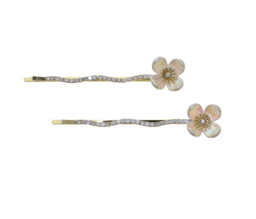 Flower Crystals Hair Pin- 2 packs