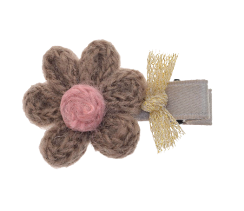 Brown Fabric Flower Hair Clip