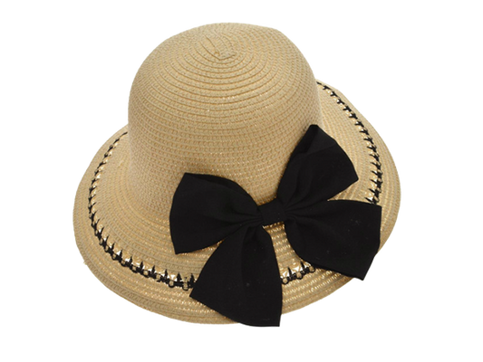 Straw Effect Bucket Hat with a Ribbon Bow